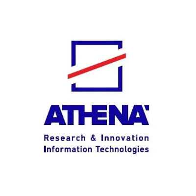 Logo with a blue square and dialogonal red line for Institute for Language and Speech Processing, ATHENA RC